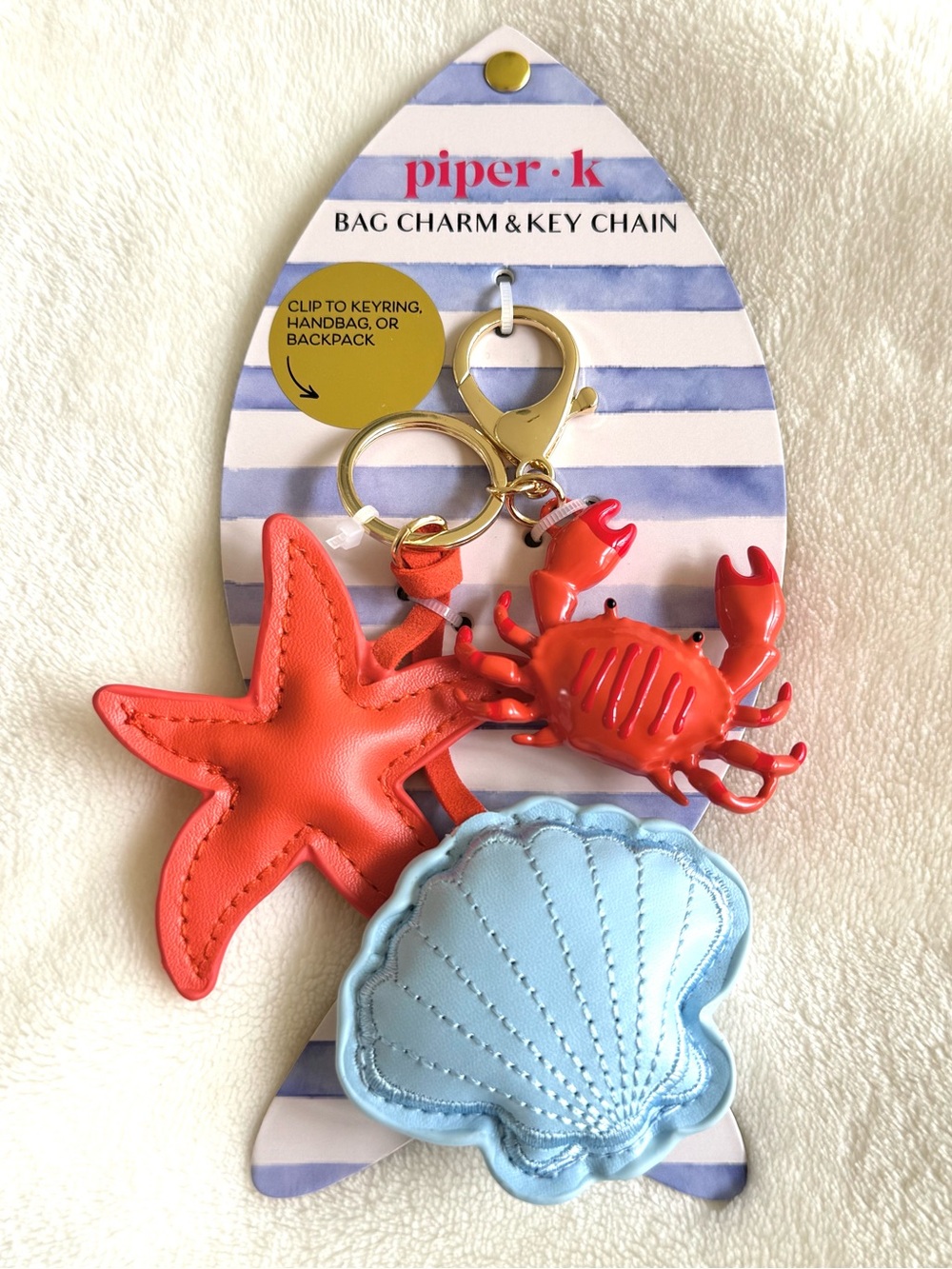 Piper K Starfish, Crab, & Shell Bag Charm / Key Chain